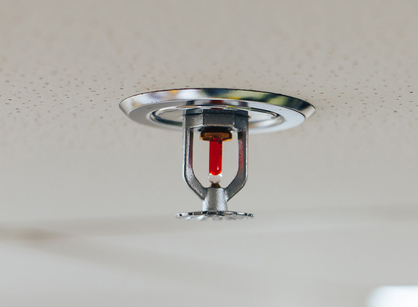 Fire sprinkler system on ceiling