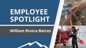 A graphic showing William in the field on the left side and "Employee Spotlight" on the other side.